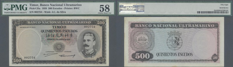Timor: Banco Nacional Ultramarino 500 Escudos 1959, P.25a, some small folds and ...