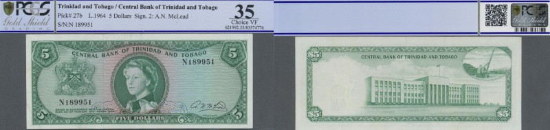 Trinidad & Tobago: Central Bank of Trinidad & Tobago 5 Dollars L.1964, P.27, sof...