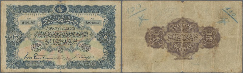 Turkey: Banque Impériale Ottomane 5 Livres Turques L.1326 (1909) with Toughra of...