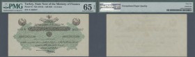 Turkey: 1/4 Livre Turques AH1331 (1912), P.81 in almost perfect condition with a few minor spots at right border, PMG graded 654 Gem Uncirculated EPQ