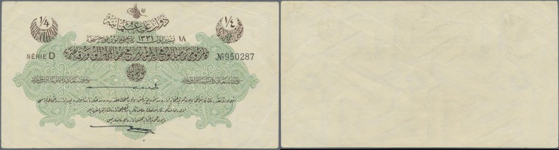 Turkey: 1/4 Livre L.1331 (1916), P.81, vertically folded and a few other creases...