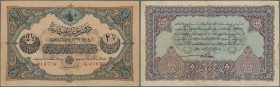 Turkey: 2 1/2 Livres ND P. 100, used with folds and creases but still very crisp paper and nice original colors, no holes or tears, condition: F+ to V...