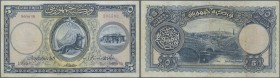 Turkey: 5 Livres L. AH1341 (1926), series 15, P.120, rare note in still good condition with several folds, stained paper on back and tiny border tears...
