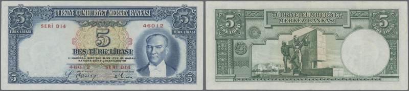 Turkey: 5 Lirasi L. 1930 (1937-1939) ”Atatürk” - 2nd Issue, P.127, exceptional g...