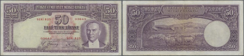 Turkey: 50 Lirasi L. 1930 (1937-1939) ”Atatürk” - 2nd Issue, P.129, very rare no...