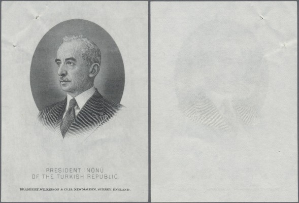 Turkey: Bradbury & Wilkinson Vignette with the Portrait of President Inönü as la...