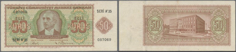 Turkey: 50 Kurus L. 1930 (1940-1944) ”İnönü” - Interim Issue, P.134 with a few v...
