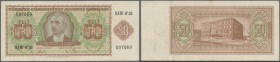 Turkey: 50 Kurus L. 1930 (1940-1944) ”İnönü” - Interim Issue, P.134 with a few vertical folds and lightly toned paper. Condition: VF