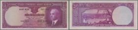 Turkey: 1 Lirasi L. 1930 (1940-1944) ”İnönü” - Interim Issue, P.135 in almost perfect condition with a tiny dint at upper left corner and lightly tone...