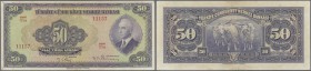 Turkey: 50 Lirasi L. 1930 (1942-1947) ”İnönü” - 3rd Issue, P.142a, two times vertically folded and a few spots on front and back. Condition: VF