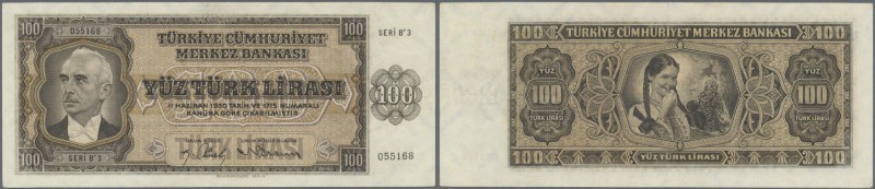 Turkey: 100 Lirasi L. 1930 (1942-1947) ”İnönü” - 3rd Issue, highly rare banknote...