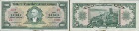 Turkey: 100 Lira ND(1947) P. 149, center fold, light handling in paper and a stain at lower border center, no holes or tears, crisp original paper and...