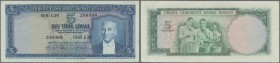 Turkey: 5 Lirasi L. 1930 (1951-1961) ”Atatürk” - 5th Issue, P.155, vertically folded, tiny dint at lower left and right corner and a few tiny spots. C...