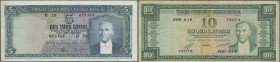 Turkey: Pair with 5 Lira L. 1930 (1951-1965) P.174 in VF and 10 Lira L. 1930 (1951-1961) P.156 in F-, both with handling traces like several folds and...