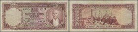 Turkey: 500 Lirasi L. 1930 (1951-1961) ”Atatürk” - 5th Issue, P.170, yellowed paper with a few folds and creases. Condition: F