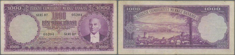 Turkey: 1000 Lirasi L. 1930 (1951-1961) ”Atatürk” - 5th Issue, P.172, rare note ...