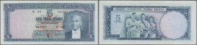 Turkey: 5 Lira L.1930 (1951-65), P.173, vertically folded, some other minor creases and a few spots. Condition: VF+