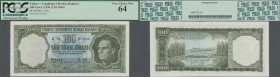 Turkey: 100 Lira L.1930 (1.10.1964), P.177a, almost perfect condition with a tiny spot at lower right corner and upper left border on back, PCGS grade...