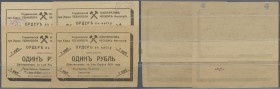 Ukraina: Charkov students cooperative set with 4 vouchers 2 x 1 and 2 x 5 Rubles 1920, P.NL (R 18841, 18842) in VF to aUNC condition (4 pcs.)