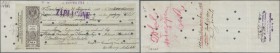 Ukraina: Terebovlia, Ternopil Oblast, Polish cheque of 200 Korun 1911, P.NL (R/K NL) with many cancellation holes and several stamps and annotations o...
