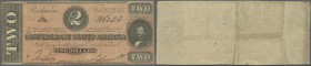 United States of America - Confederate States: 2 Dollars February 17th 1864, P.66, several folds and lightly toned paper, small tear at lower margin. ...
