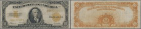 United States of America: 10 Dollars 1922 Gold Certificate P. 273, used with folds, creases and stain, 5mm tear at lower border, no holes, no repairs,...