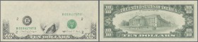 United States of America: 10 Dollars series 1988 with signature Villalpondo & Brady and code letter ”B” for the Federal Reserve branch in New York, P....