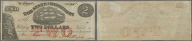 United States of America: Mississippi, 2 Dollars May 1st 1864, P.NL, lightly toned paper with several folds, traces of tape and thin paper on back. Co...