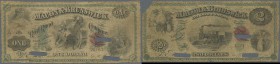 United States of America: set of 2 notes ”Macon & Brunswick Rail Road Company” 1 and 2 Dollars 1867, both strong used with lots of stains, soft paper ...