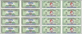 United States of America: uncut sheet of 8 pcs 20 Wonder World Dollars 1994 in condition: UNC. (8 pcs uncut)