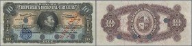 Uruguay: Banco de la República Oriental del Uruguay 10 Pesos 1914 color trial SPECIMEN by Waterlow & Sons, P.11cts, soft vertical bend at center and a...