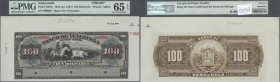 Venezuela: Banco de Venezuela 100 Bolivares 19xx (ca. 1921) SPECIMEN proof, P.S297p in almost perfect condition with exceptional paper quality, body o...