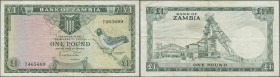 Zambia: 1 Pound ND(1964), P.2, nice used condition with several folds, lightly toned paper and a few spots. Condition: F+