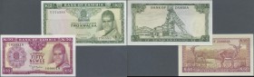 Zambia: Pair with 50 Ngwee ND(1968 P.4 and 2 Kwacha ND(1969) P.11c, both in perfect UNC condition (2 pcs.)