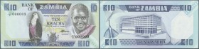Zambia: set of 2 CONSECUTIVE notes 10 Kwacha ND(1980-88) P. 26 with interesting low serial numbers #000003 and #000004. Both in condition UNC. (2 pcs)