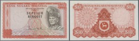 Malaysia: very rare Proof print of 10 Ringgit ND(1976 & 1981) P. 15p, printed w/o serial numbers, with watermark, a few light dints in paper, but unfo...