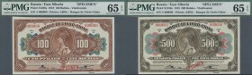Russia regional issues - East Siberia: set of 4 notes Banque de l'Indo-Chine - East Siberia containing 5, 25, 100 and 500 Rubles 1919 SPEICMEN notes, ...