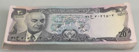 Afghanistan: Bundle with 100 pcs. 20 Afghanis ND(1973-77), P. 48 in XF to aUNC condition. (100 pcs.)
