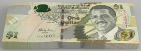 Bahamas: Bundle with 100 pcs. 1 Dollar 2008 with running serial numbers, P. 71 in UNC condition. (100 pcs.)