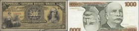 Brazil: large lot of about 750 banknotes containing for example 3x 500 Reis P. 1d, 20 Reis P. 116a, 10 Mil Reis P. 39, 10 Mil Reis P. 103, 4x 5 Mil Re...