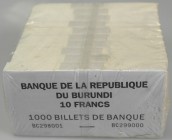 Burundi: complete original brick of 1000 banknotes 10 Francs 1997 P. 33d in condition: UNC. (1000 pcs)