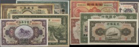 China: small box with 38 Banknotes China plus three from Hongkong and Macau comprising 10 Yuan Bank of China 1918 P.53r (F), 1 Yuan Bank of Communicat...