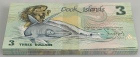 Cook Islands: Bundle with 100 pcs. 3 Dollars ND(1987), P.3 in UNC condition. (100 pcs.)
