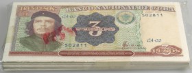 Cuba: bundle of 100 banknotes 3 Pesos portrait Che Guevara 1995 P. 113 all in condition: UNC. (100 pcs)