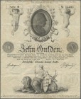 Deutschland - Altdeutsche Staaten: Württemberg, Königliche Staatshauptkasse Stuttgart, 10 Gulden, 1.8.1849, P. S.842, Gebrauchsspuren, oben minimale E...
