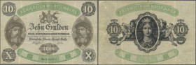 Deutschland - Altdeutsche Staaten: Württemberg, Königliche Staatshauptkasse Stuttgart, 10 Gulden, 1871, P.S844, gute Erhaltung, mehrere Knicke, Papier...