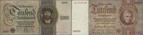 Deutschland - Deutsches Reich bis 1945: set mit 2 Noten, darunter 1000 Reichsmark 1924 Ro.172 in normaler Umlauferhaltung (F+) sowie 1000 Reichsmark S...