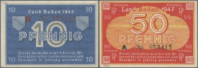 Deutschland - Alliierte Miltärbehörde + Ausgaben 1945-1948: Baden, Staatsschuldenverwaltung, Set mit 3 Kleingeldscheinen 5 Pfennig 1947 Ro.208b (VF), ...