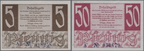 Deutschland - Alliierte Miltärbehörde + Ausgaben 1945-1948: Württemberg-Hohenzollern, Finanzministerium, Set mit 3 Kleingeldscheinen 5 Pfennig 1947 Ro...