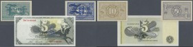 Deutschland - Bank Deutscher Länder + Bundesrepublik Deutschland: set mit 3 Noten, 5 und 10 Pfennig 1948 (Ro.250a, 251a) und 5 DM 1948 Europa (Ro.252c...